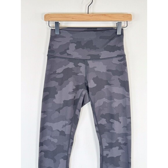 Lululemon Women Leggings Gray Wunder Under Crop Camo Pull On Stretch Yoga Size 4 - Picture 7 of 11